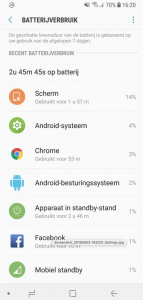 Android systeem batterijverbruik